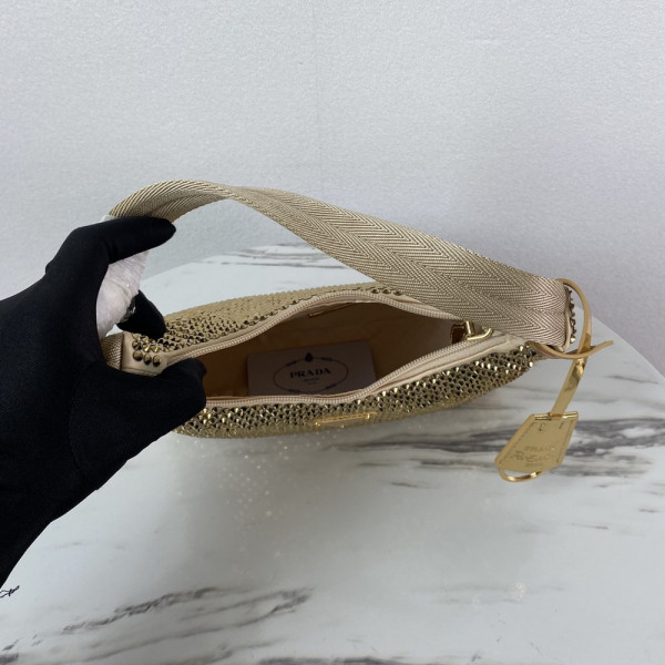 Pra*a satin mini-bag with artificial crystals