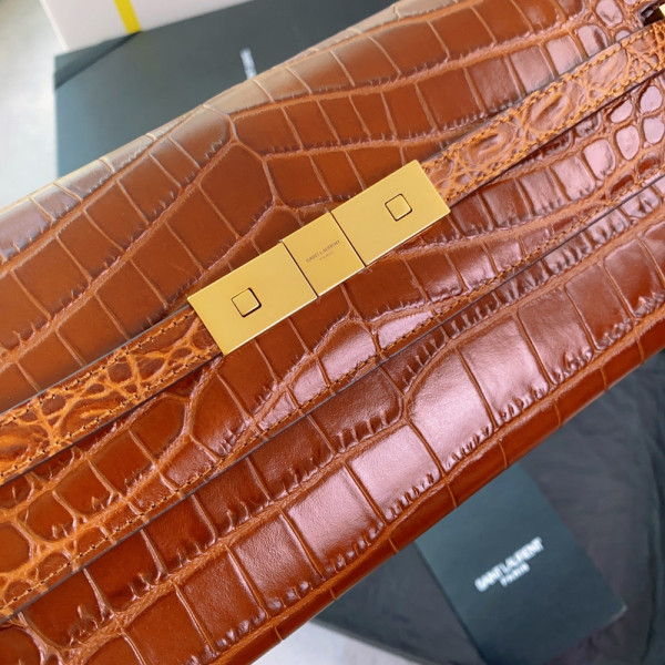 Y*L manhattan clutch in crocodile-embossed leather