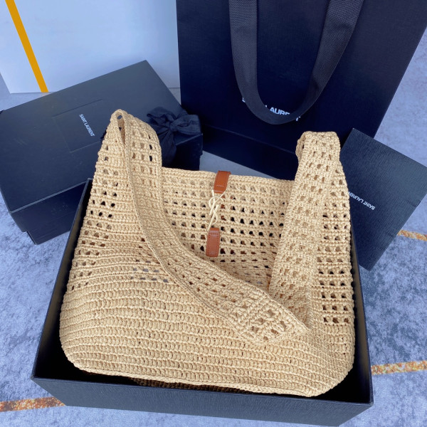 y*l le 5 à 7 S*pple in raffia crochet and smooth leather