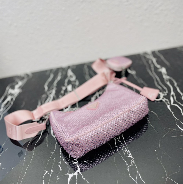 Pra*a re-edition 2005 satin bag with crystals